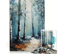 Rompecabezas con Pintura de un Sendero en el Bosque Invernal 1000 Piezas Juego Interactivo para estimular el Pensamiento Cierre Seguro sin Piezas Sueltas desafío Mental para el hogar (38x52cm)