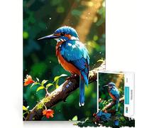 Rompecabezas con Pintura de un Vibrante martín Pescador en una Rama,1000 Piezas,Juego Interactivo para estimular el Pensamiento,Cierre Seguro sin Piezas Sueltas,desafío Mental para el hogar (38x26cm)