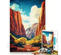 Rompecabezas con póster artístico del Parque Nacional Zion para Adultos,1000 Piezas,Juego para estimular la Mente,Piezas de Ajuste preciso y sin Costuras,Actividad Relajante para Grupos en Interiores