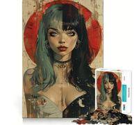Rompecabezas con póster de Chica gótica Joven,1000 Piezas,Juego de Memoria Cerebral, Corte láser,Actividad Absorbente para Noches tranquilas (38x52cm)