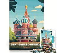 Rompecabezas con póster de la Catedral de San Basilio, 1000 Piezas para Adultos, Think Smart Toy Family Joy, Pieza de Arte de Corte preciso (38x26cm)