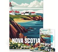 Rompecabezas con póster de la Costa de Nueva Escocia para Adultos, 1000 Piezas, Fine Logic Toy, Casual Relax, Neat Edge Fine Art Piece (38x52cm)