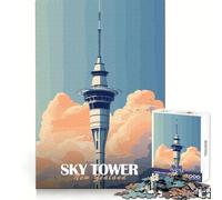 Rompecabezas con póster de la Sky Tower de Nueva Zelanda para Adolescentes, 1000 Piezas, Juguete para ejercitar la Mente, Actividad para el hogar, decoración de Pared con Corte de precisión 38x26cm