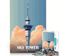 Rompecabezas con póster de la Sky Tower de Nueva Zelanda para Adolescentes, 1000 Piezas, Juguete para ejercitar la Mente, Actividad para el hogar, decoración de Pared con Corte de precisión 38x26cm