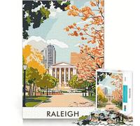 Rompecabezas con póster de Paisaje Urbano de Raleigh para Adultos, 1000 Piezas, Grupo de Habilidades mentales, colección Joy Quality Edge Art (38x26cm)