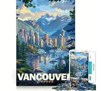 Rompecabezas con póster de Paisaje Urbano de Vancouver,1000 Piezas,Juego de concentración Mental,Corte de precisión,Bordes Suaves,Juego para Construir Conexiones significativas (50x75cm)