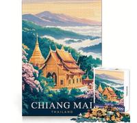 Rompecabezas con póster de Viaje de Chiang MAI,Tailandia,1000 Piezas para Adolescentes Desarrolla la Capacidad de razonamiento,es Ideal para Momentos de Ocio y Ofrece un Regalo entrañable (50x75cm)