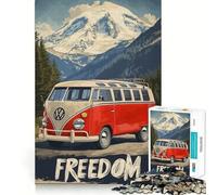 Rompecabezas con póster de Viaje de la Furgoneta VW Bulli para Adolescentes, 1000 Piezas, para Mejorar la Memoria, Tiempo Libre, Bordes limpios, Regalo Encantador 38x52cm
