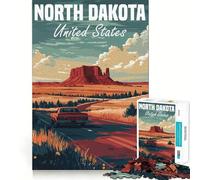 Rompecabezas con póster de Viaje por Carretera a Dakota del Norte, 1000 Piezas, Juguete para desarrollar la Mente, Juego Relajante, Pieza de colección de Arte de Corte de precisión (50x75cm)