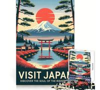 Rompecabezas con póster de Viaje Visita Japón para Adolescentes, 1000 Piezas, Ejercicio cognitivo, Ocio y Entretenimiento, sin Bordes ásperos, (38x52cm)