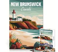 Rompecabezas con póster del Faro de Nuevo Brunswick para Adolescentes, 1000 Piezas, Juguete de lógica sólida, Divertido y Relajante, Corte de precisión, Regalo conmovedor (38x52cm)