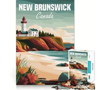 Rompecabezas con póster del Faro de Nuevo Brunswick para Adolescentes, 1000 Piezas, Juguete de lógica sólida, Divertido y Relajante, Corte de precisión, Regalo conmovedor (38x52cm)