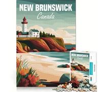 Rompecabezas con póster del Faro de Nuevo Brunswick para Adultos, 1000 Piezas, Juego Mental, diversión Relajante, Bordes limpios, Pieza de colección de Arte (50x75cm)