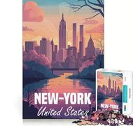Rompecabezas con póster del Horizonte de la Ciudad de Nueva York, 1000 Piezas para Adolescentes Ideal para Relajarse y divertirse Un Regalo Encantador (38x52cm)