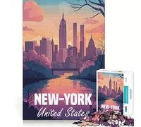 Rompecabezas con póster del Horizonte de la Ciudad de Nueva York, 1000 Piezas para Adultos, Juego Inteligente, Montaje sin estrés, Sorpresa cálida (38x26cm)
