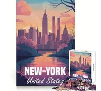 Rompecabezas con póster del Horizonte de la Ciudad de Nueva York, 1000 Piezas para Adultos, Juego Inteligente, Montaje sin estrés, Sorpresa cálida (38x26cm)