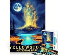 Rompecabezas con póster del Paisaje Nocturno del Parque Nacional de Yellowstone para Adultos,1000 Piezas,Juego para estimular la Mente,Piezas de Ajuste preciso y sin Costuras,Actividad Relajante