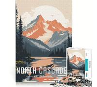 Rompecabezas con póster del Parque Nacional North Cascades para Adultos, 1000 Piezas, Rompecabezas Mental, Relajante, para armar, (38x52cm)