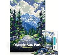 Rompecabezas con póster del Parque Nacional Olímpico de Washington para Adultos, 1000 Piezas, Juguete de lógica Resistente, Alivio de tensión, Borde Transparente, Regalo Premium (50x75cm)