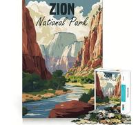Rompecabezas con póster del Parque Nacional Zion,1000 Piezas para Adultos,Juego para estimular la Memoria,Calidad Profesional,Ideal para Crear Momentos entrañables (50x75cm)