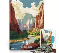 Rompecabezas con póster del Parque Nacional Zion para Adolescentes,1000 Piezas,Juego para desarrollar la Mente,Cortado con láser para un Tiempo de relajación Ejercicios mentales en casa