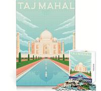 Rompecabezas con póster del Taj Mahal de la India para Adultos, 1000 Piezas, Ideal para Relajarse y divertirse Un Regalo Memorable (50x75cm)