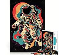 Rompecabezas con póster Retro de Astronauta para Adolescentes, 1000 Piezas, Mejora la Memoria, Alivio de la tensión, Borde Ajustado, Pieza de Arte Fino (38x52cm)
