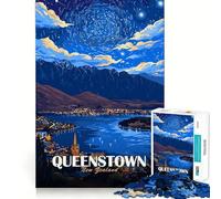 Rompecabezas con póster turístico de Queenstown Nueva Zelanda para Adolescentes 1000 Piezas Juguete para desarrollar la Habilidad y la concentración Juego Relajante Corte preciso