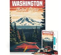 Rompecabezas con póster turístico del Estado de Washington para Adultos 1000 Piezas Juego para estimular la Mente tamaño Uniforme Piezas precisas Ideal para Viajar Regalo para ejercitar la Mente