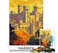 Rompecabezas con póster Vintage del Castillo de Warwick 1000 Piezas Divertido para estimular la concentración Cortado con láser para un Ajuste Actividad para Compartir con Seres Queridos