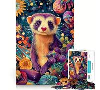 Rompecabezas con Retrato botánico de hurón Vibrante,1000 Piezas,Juguete para desarrollar la Capacidad cognitiva,Superficie Lisa y sin Rebabas,Actividad Relajante para Grupos en Interiores (38x26cm)
