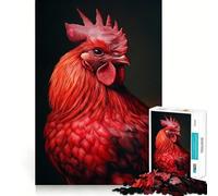 Rompecabezas con Retrato de Gallo Rojo para Adolescentes, 1000 Piezas, Mejora la Memoria, Alivio de tensión, Bordes Ajustados, Pieza de Arte Fino (38x26cm)