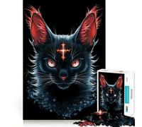 Rompecabezas con Retrato de Gato Negro místico para Adultos, 1000 Piezas Juguete para desarrollar la Mente Disfrute del Montaje Diseño Un Regalo Encantador (38x52cm)