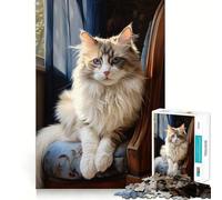 Rompecabezas con Retrato de Gato Ragdoll para Adultos, 1000 Piezas, Juego Inteligente, patrón Tranquilo y Relajante, Regalo increíble (50x75cm)