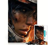 Rompecabezas con Retrato de guerrera de Ciencia ficción Herida,1000 Piezas,para desarrollar la lógica,el Pensamiento,la Habilidad de Corte y la Capacidad de relajación en casa (38x26cm)