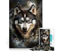 Rompecabezas con Retrato de Husky Siberiano para Adultos, 1000 Piezas, Juguete para ejercitar la Mente, Divertido, Corte de precisión, 38x52cm