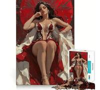 Rompecabezas con Retrato de la Reina del Vestido Rojo para Adolescentes, 1000 Piezas, para Recordar, estimular, Relajarse, Cortar Suavemente, Regalo Elegante (50x75cm)