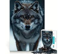 Rompecabezas con Retrato de Lobo en la Nieve Invernal para Adultos,1000 Piezas,Juego para estimular la Mente,Piezas de Ajuste preciso y sin Costuras,Actividad Relajante para Grupos en Interiores
