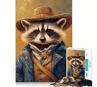 Rompecabezas con Retrato de Mapache Vaquero para Adultos, 1000 Piezas, para estimular la Memoria, Juego en Grupo, patrón de Montaje, Sorpresa navideña (38x26cm)