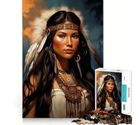 Rompecabezas con Retrato de Mujer nativa Americana para Adolescentes, 1000 Piezas, Fine Logic Toy, Suave, Relajante, Bordes limpios, Regalo Premium (38x52cm)