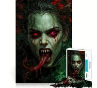 Rompecabezas con Retrato de Mujer Vampiro,1000 Piezas Entrenamiento Mental Diversión Garantizada Componentes Resistentes y de Corte Limpio Un Entretenimiento cautivador para Disfrutar en casa 38x26cm