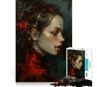 Rompecabezas con Retrato de Mujer Vampiro,1000 Piezas,Juego Divertido sin Rebabas,Piezas de Corte Limpio,portátil,Ideal para Viajar (50x75cm)