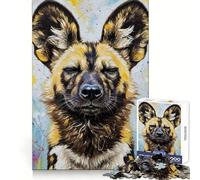 Rompecabezas con Retrato de Perro Salvaje Africano Pintado para Adolescentes, 1000 Piezas, Juguete Intelectual, Escape Tranquilo, Corte de Calidad, Regalo de Temporada (38x26cm)