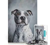 Rompecabezas con Retrato de Pit Bull para Adolescentes, 1000 Piezas, diseño Relajante y Divertido, decoración de Pared con Corte nítido (50x75cm)
