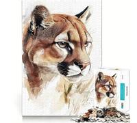 Rompecabezas con Retrato de Puma en Acuarela 1000 Piezas diversión Garantizada tecnología Avanzada de Corte láser Juguete de Entretenimiento para Interiores (38x26cm)