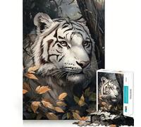 Rompecabezas con Retrato de Tigre Blanco de 1000 Piezas para Adolescentes Juego para estimular la Mente Montaje Firme y Seguro Actividad Divertida para Toda la Familia (50x75cm)