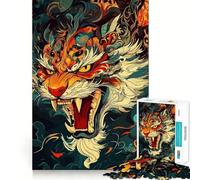 Rompecabezas con Retrato de Tigre estilizado de 1000 Piezas para Adolescentes Juguete Inteligente para el hogar Corte preciso Regalo Original 38x26cm