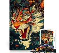 Rompecabezas con Retrato de Tigre estilizado de 1000 Piezas para Adolescentes Juguete Inteligente para el hogar Corte preciso Regalo Original 38x26cm