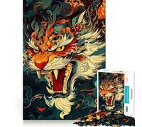 Rompecabezas con Retrato de Tigre estilizado de 1000 Piezas para Adolescentes Juguete para estimular la lógica y Relajarse Arte de Borde Premium Coleccionable 38x52cm