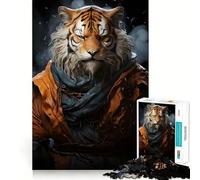 Rompecabezas con Retrato de Tigre Guerrero 1000 Piezas Juego Interactivo Think Boost Cierre Seguro sin Piezas Sueltas desafío Mental para el hogar (38x26cm)